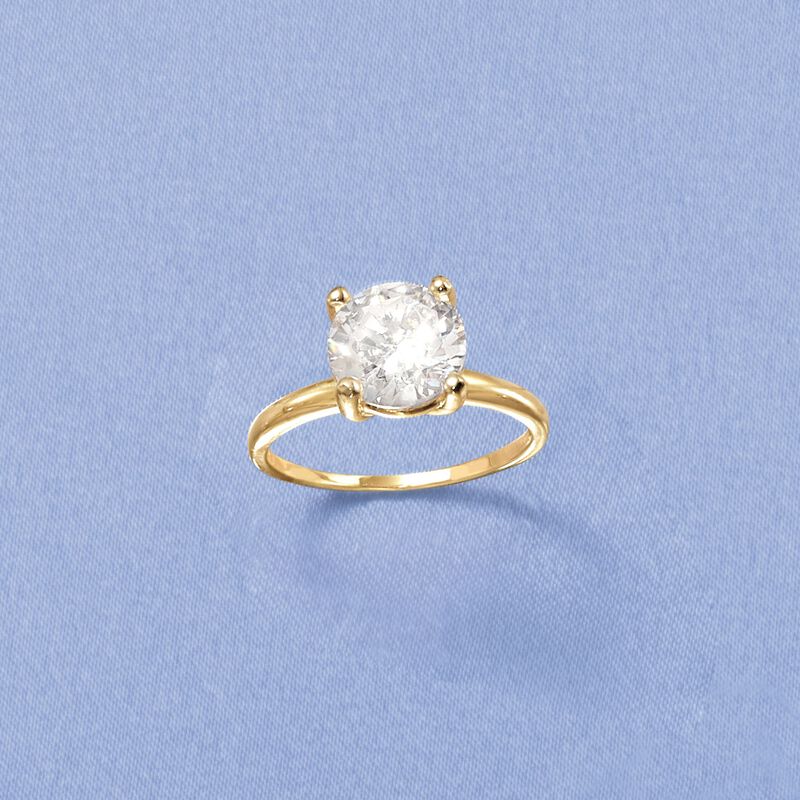 3.00 Carat CZ Solitaire Ring in 14kt Yellow Gold image number 3