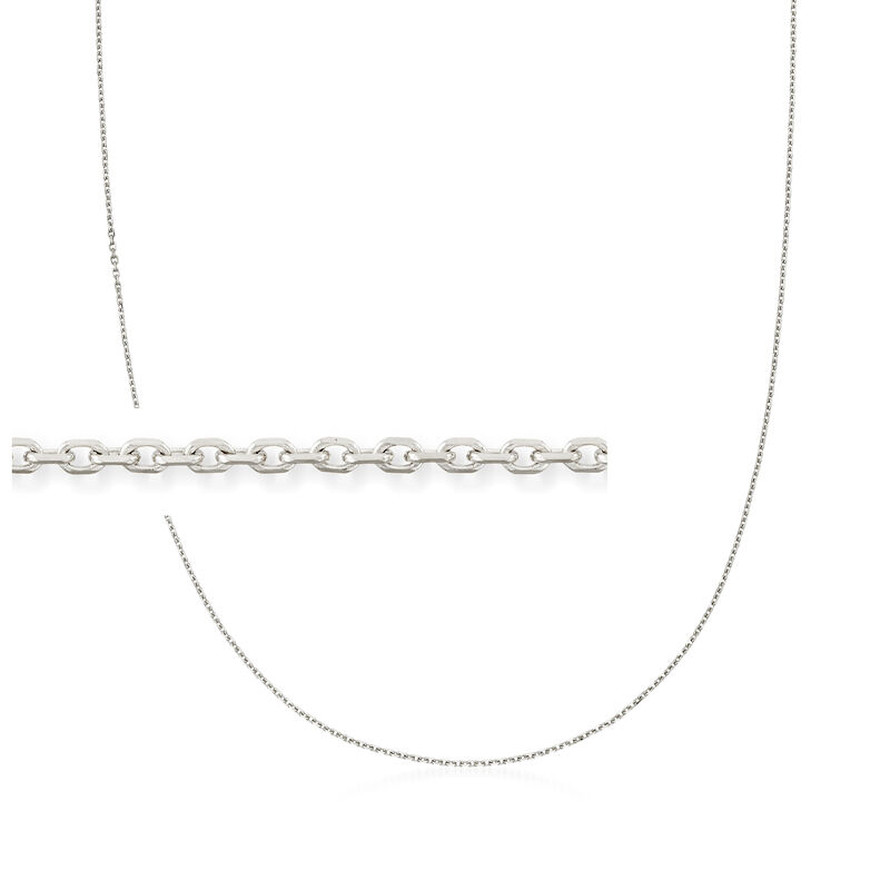 1.1mm 14kt White Gold Cable-Chain Necklace image number 0