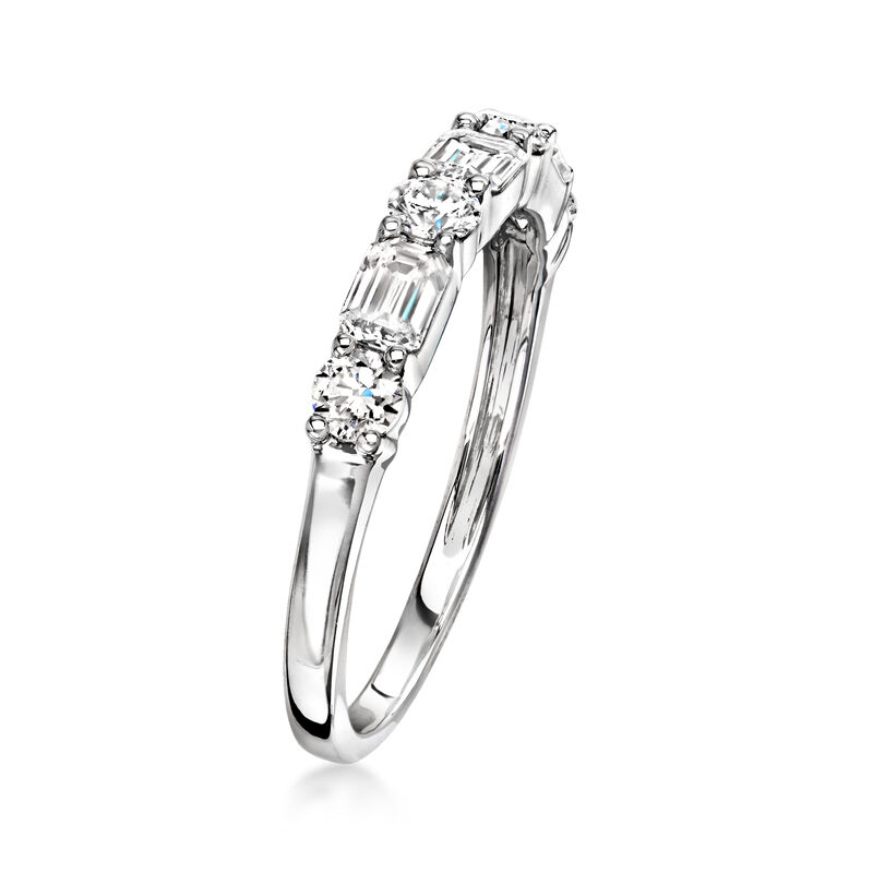 1.00 ct. t.w. Round and Emerald-Cut Lab-Grown Diamond Ring in Sterling Silver image number 2