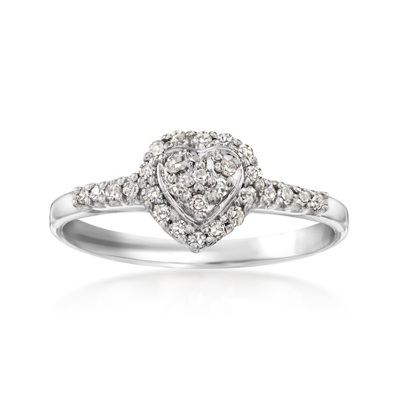 C. 1980 Vintage .30 ct. t.w. Diamond Heart Ring in 10kt White Gold. Size 7 image number 0