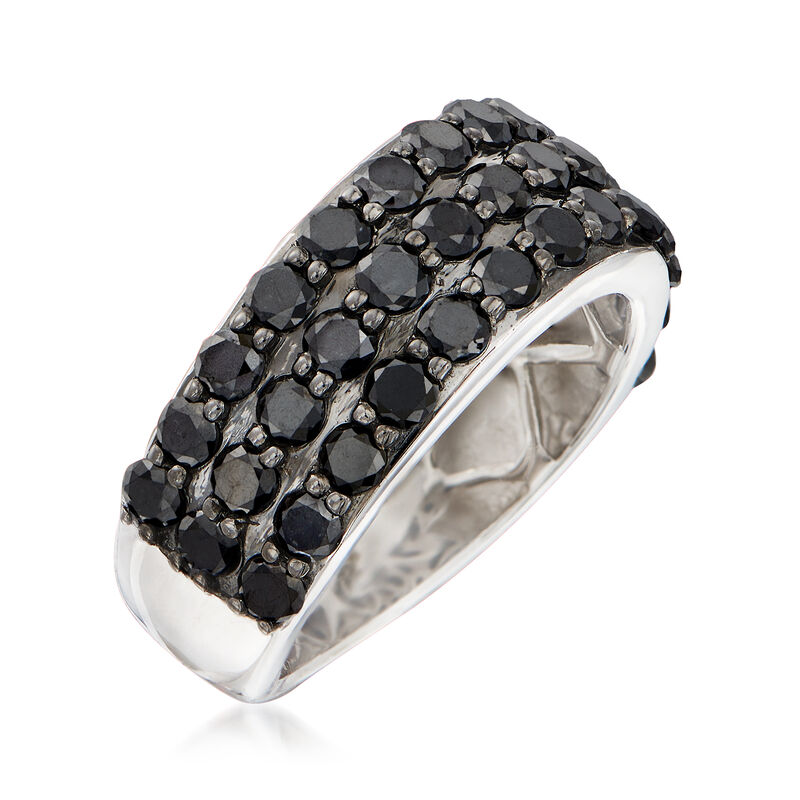 3.00 ct. t.w. Black Diamond Three-Row Ring in Sterling Silver image number 2