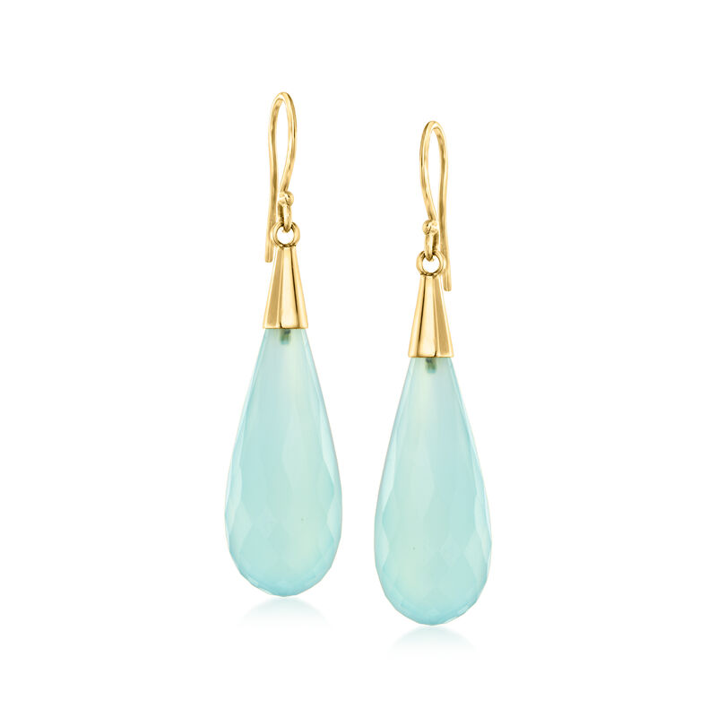 Blue Chalcedony Drop Earrings in 14kt Yellow Gold  image number 0