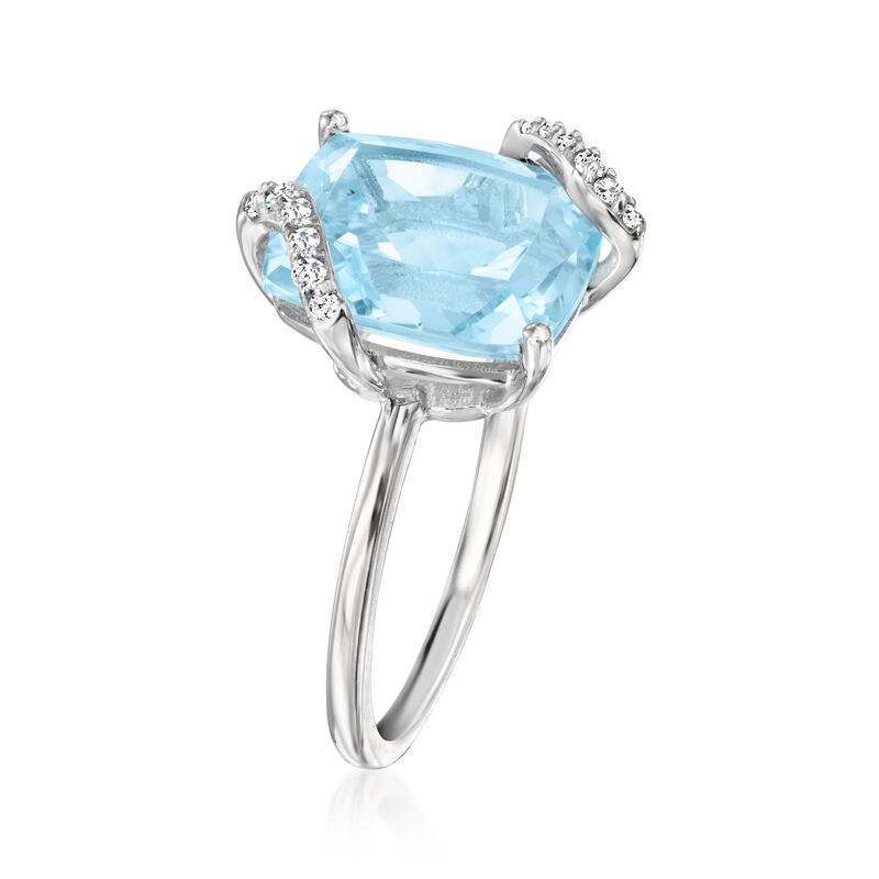 6.75 Carat Sky Blue Topaz Ring with .11 ct. t.w. Diamonds in 14kt White Gold image number 2