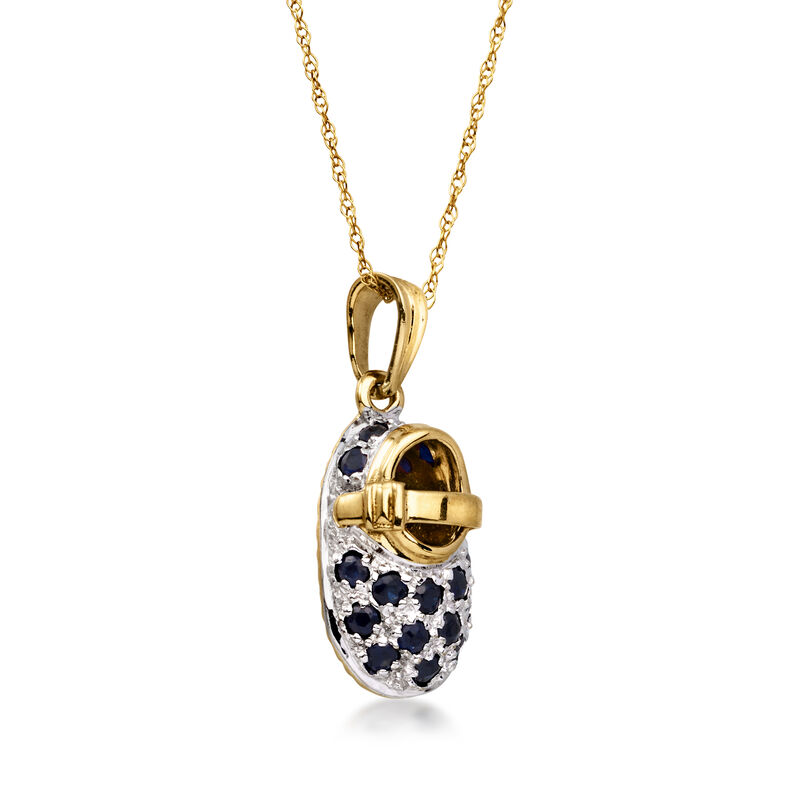 C. 1990 Vintage .85 ct. t.w. Sapphire Baby Bootie Pendant Necklace in 14kt Two-Tone Gold. 18" image number 2