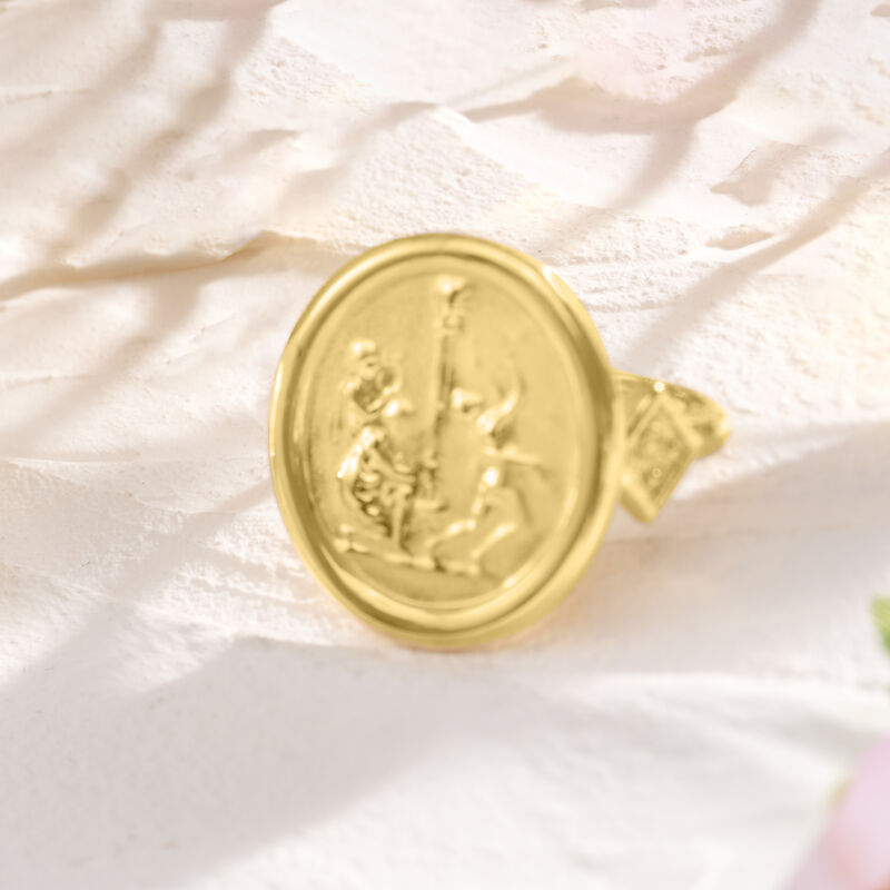 Italian Tagliamonte Cameo-Style Ring with Diamonds in 18kt Gold Over Sterling image number 3