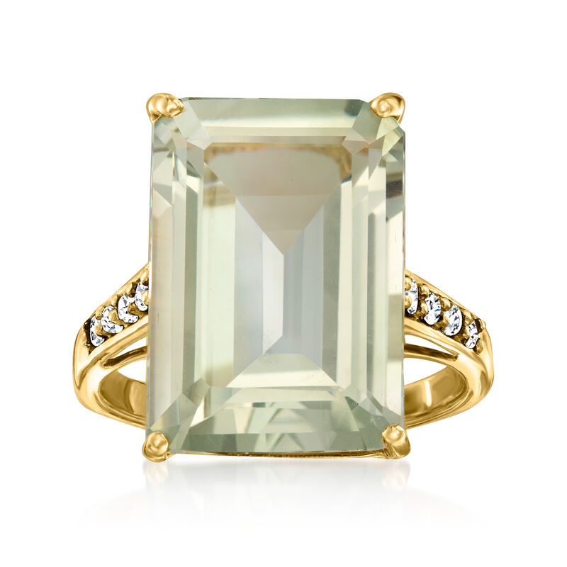 9.25 Carat Prasiolite Ring with .16 ct. t.w. Diamonds in 18kt Yellow Gold image number 0