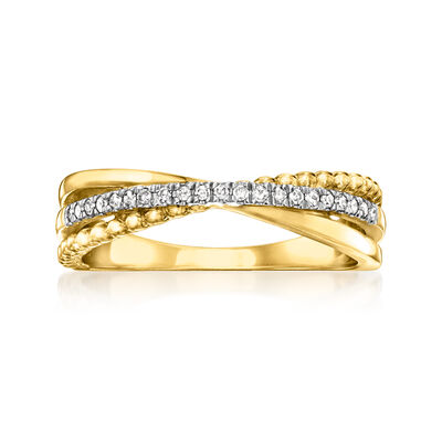 .10 ct. t.w. Diamond Three-Row Crisscross Ring in 18kt Gold Over Sterling