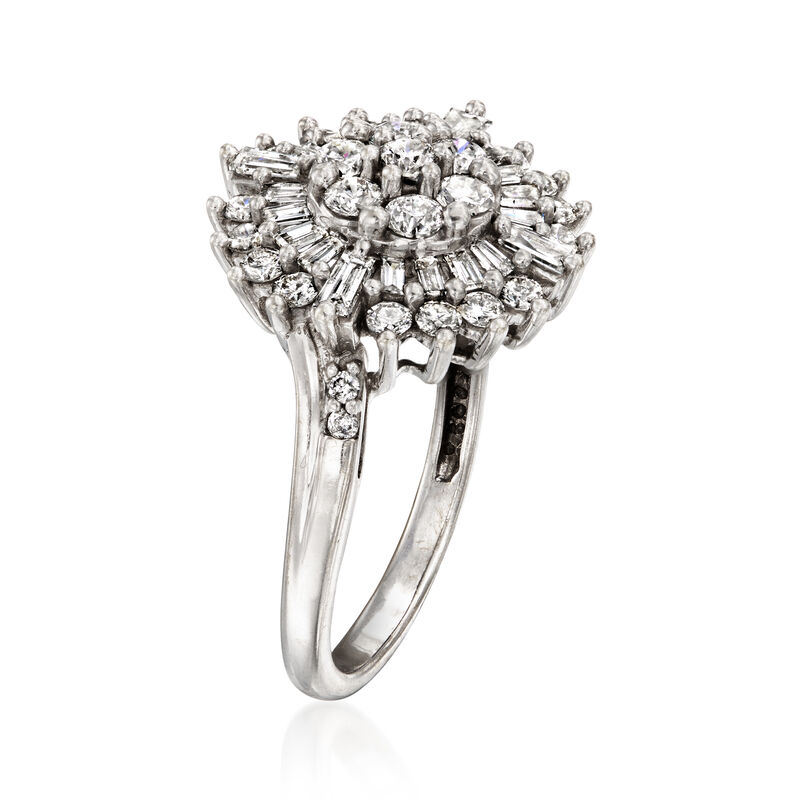 C. 1990 Vintage 1.25 ct. t.w. Diamond Cluster Ring in 14kt White Gold. Size 7 image number 2