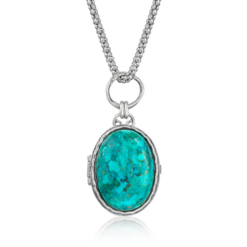 Turquoise Locket Necklace in Sterling Silver image number 0