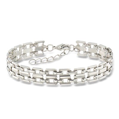 Sterling Silver-Plated Panther-Link Bracelet