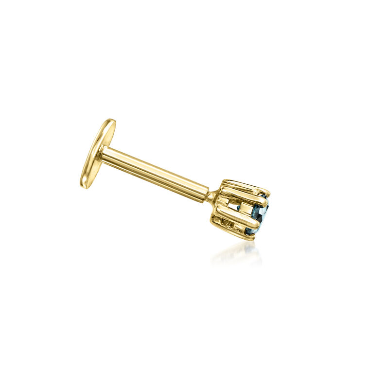 Blue Diamond Single Flat-Back Stud Earring in 14kt Yellow Gold  image number 2