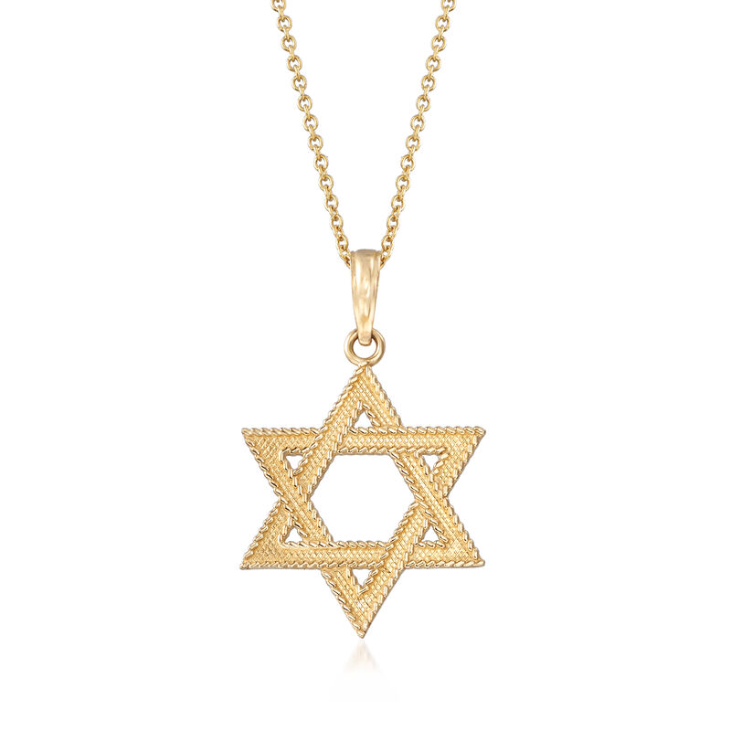 14kt Yellow Gold Star of David Pendant Necklace image number 0
