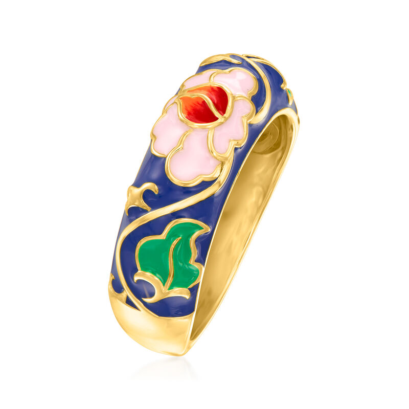 Multicolored Enamel Flower Ring in 18kt Gold Over Sterling image number 2