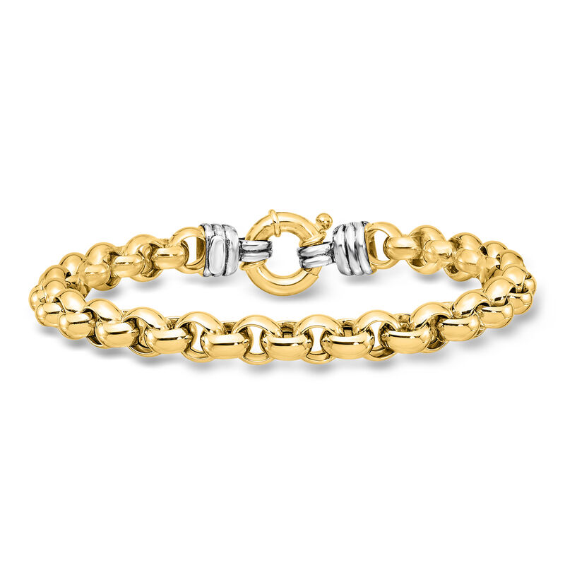 Italian 18kt Two-Tone Gold Rolo-Link Bracelet. 7.5" image number 0