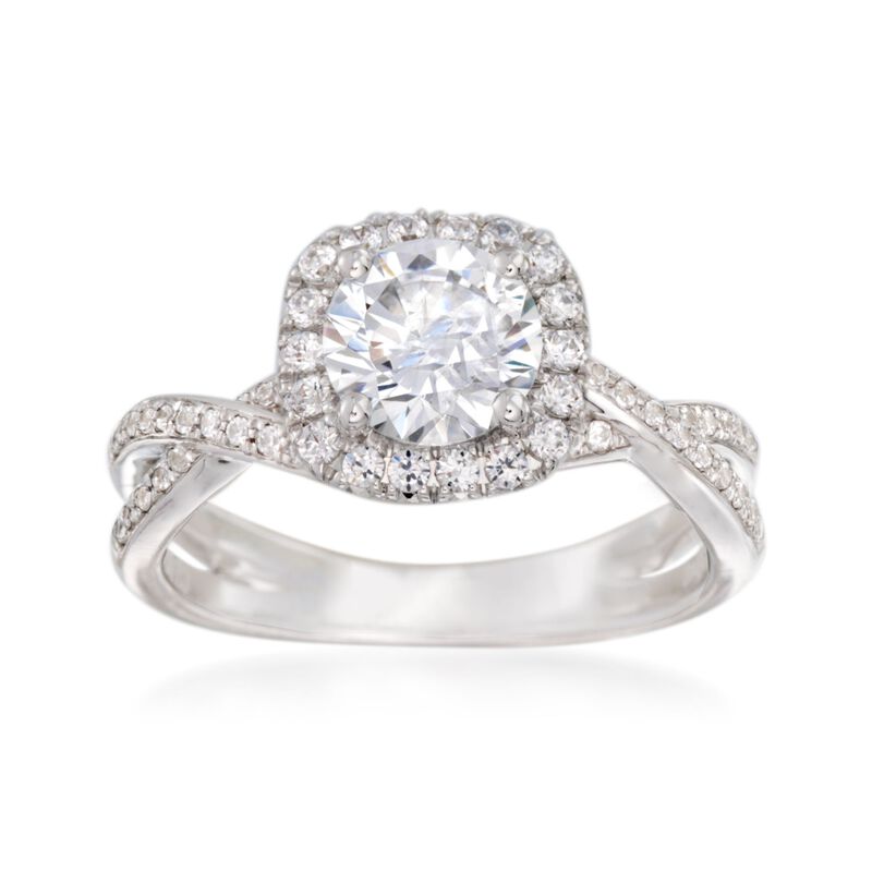 Simon G. .30 ct. t.w. Diamond Twisted Halo Engagement Ring Setting in 18kt White Gold image number 0