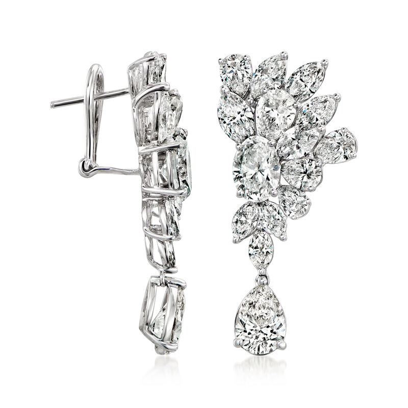 11.00 ct. t.w. Lab-Grown Diamond Cluster Drop Earrings in 14kt White Gold image number 2