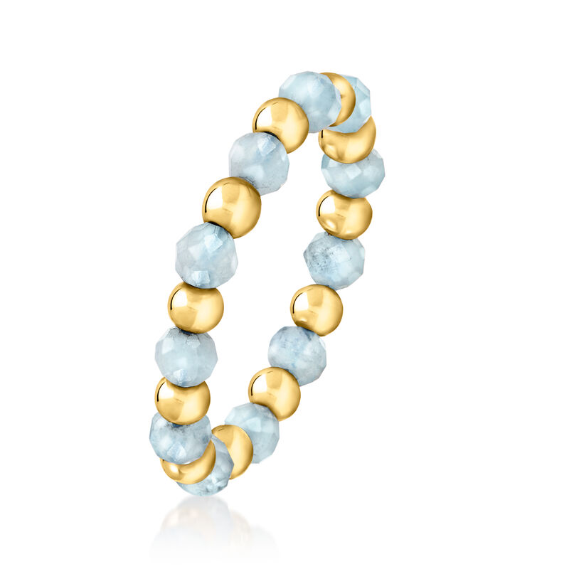 1.20 ct. t.w. Aquamarine Bead Stretch Ring with 14kt Yellow Gold image number 2