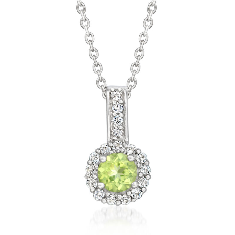 .90 ct. t.w. Peridot and .90 ct. t.w. White Topaz Jewelry Set: Earrings and Pendant Necklace in Sterling Silver. 18" image number 3