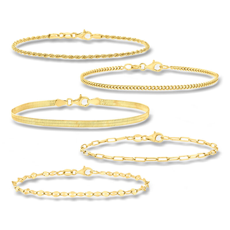 Italian 18kt Gold Over Sterling Jewelry Set: Five Chain Bracelets image number 0