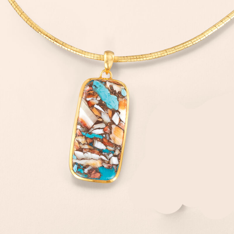 Kingman Turquoise Pendant in 18kt Gold Over Sterling image number 2