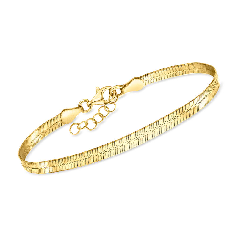 Italian 3.5mm 18kt Gold Vermeil Herringbone Bracelet. 7.5&quot; image number 0