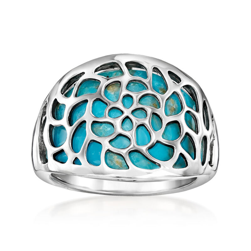 Turquoise Openwork Overlay Ring in Sterling Silver image number 0