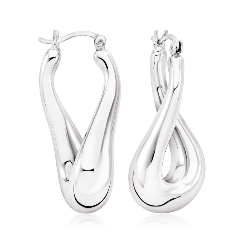 Sterling Silver Twisted Hoop Earrings. 1 3/8&quot; image number 0