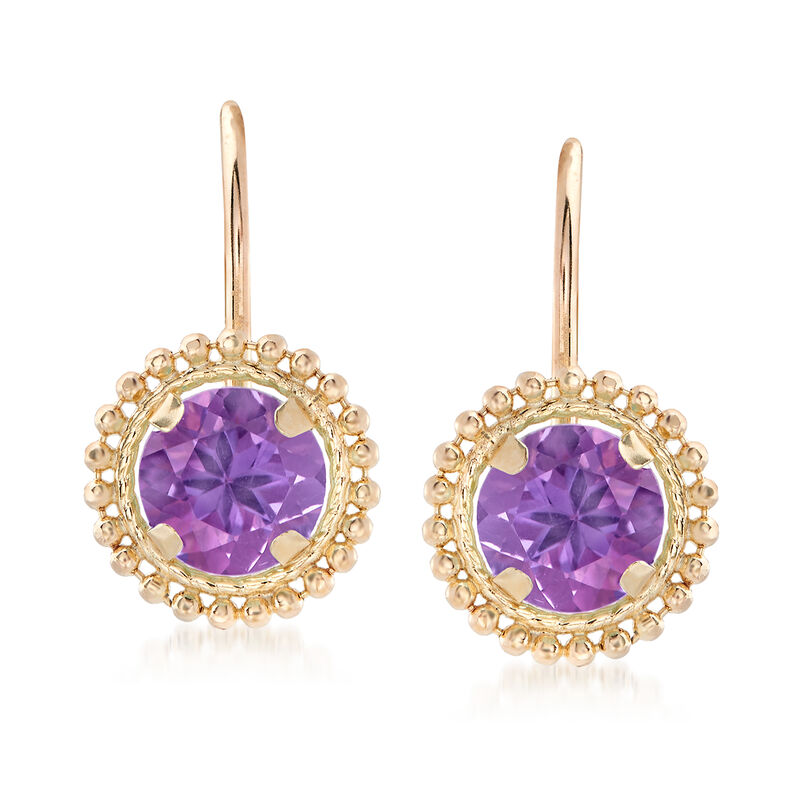 .80 ct. t.w. Amethyst Beaded Drop Earrings in 14kt Yellow Gold image number 0