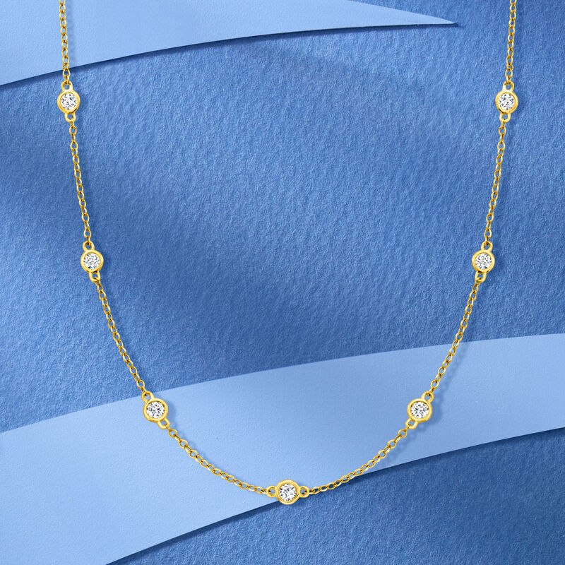 1.00 ct. t.w. Bezel-Set Diamond Station Necklace in 14kt Yellow Gold image number 5