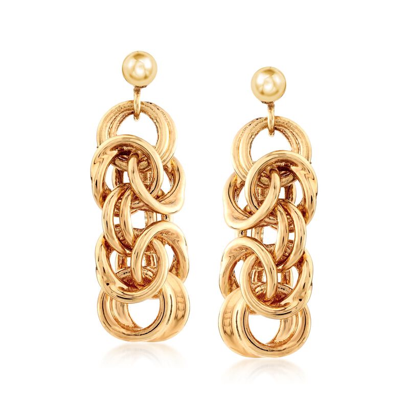 Italian Andiamo 14kt Yellow Gold Byzantine-Link Drop Earrings image number 0