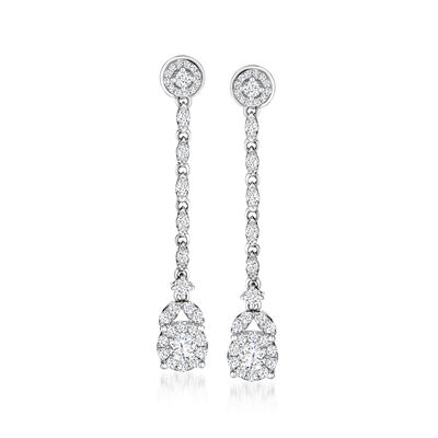 1.00 ct. t.w. Diamond Circle Drop Earrings in 14kt White Gold