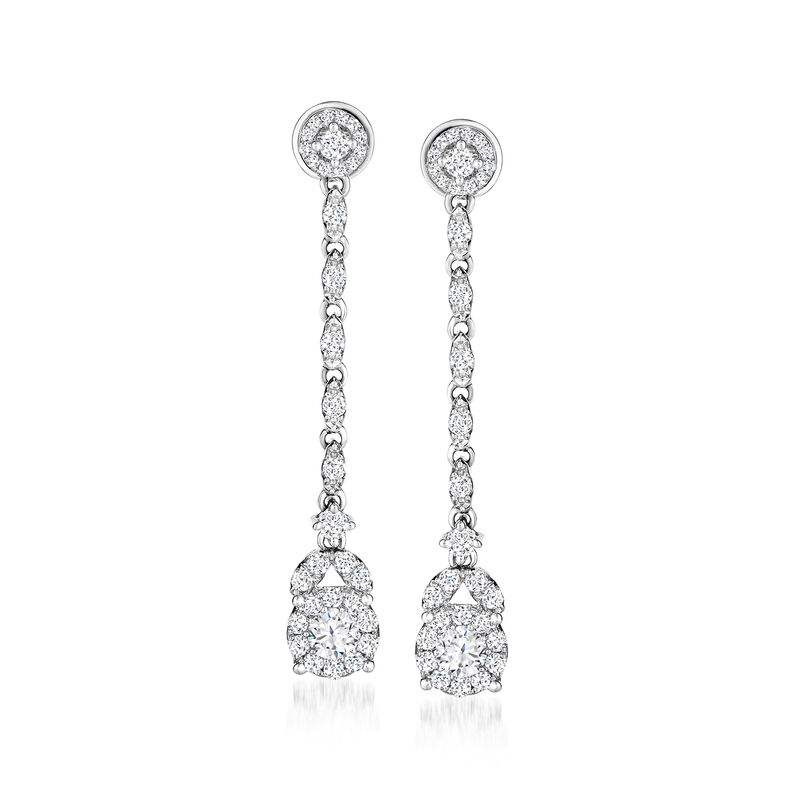 1.00 ct. t.w. Diamond Circle Drop Earrings in 14kt White Gold  image number 0