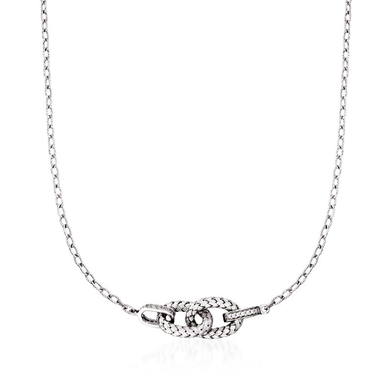 Charles Garnier &quot;Violet&quot; .29 ct. t.w. CZ Link Necklace in Sterling Silver. 17&quot; image number 1