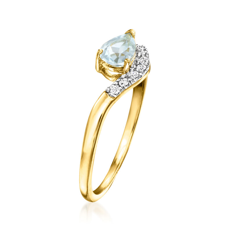 .30 Carat Aquamarine Curved Ring with Lab-Grown Diamonds in 18kt Gold Over Sterling image number 2