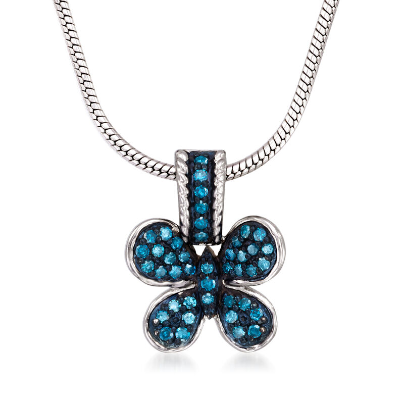 .25 ct. t.w. Blue Diamond Butterfly Pendant Necklace in Sterling Silver image number 0