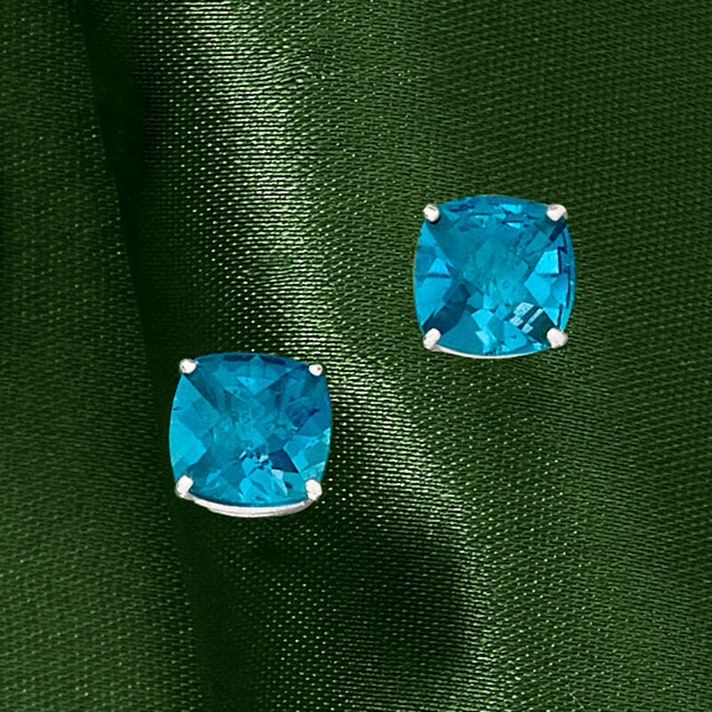 5.00 ct. t.w. London Blue Topaz Stud Earrings in 14kt White Gold image number 2