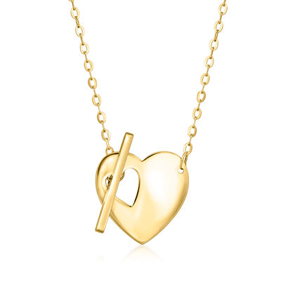 Italian 10kt Yellow Gold Heart Toggle Necklace