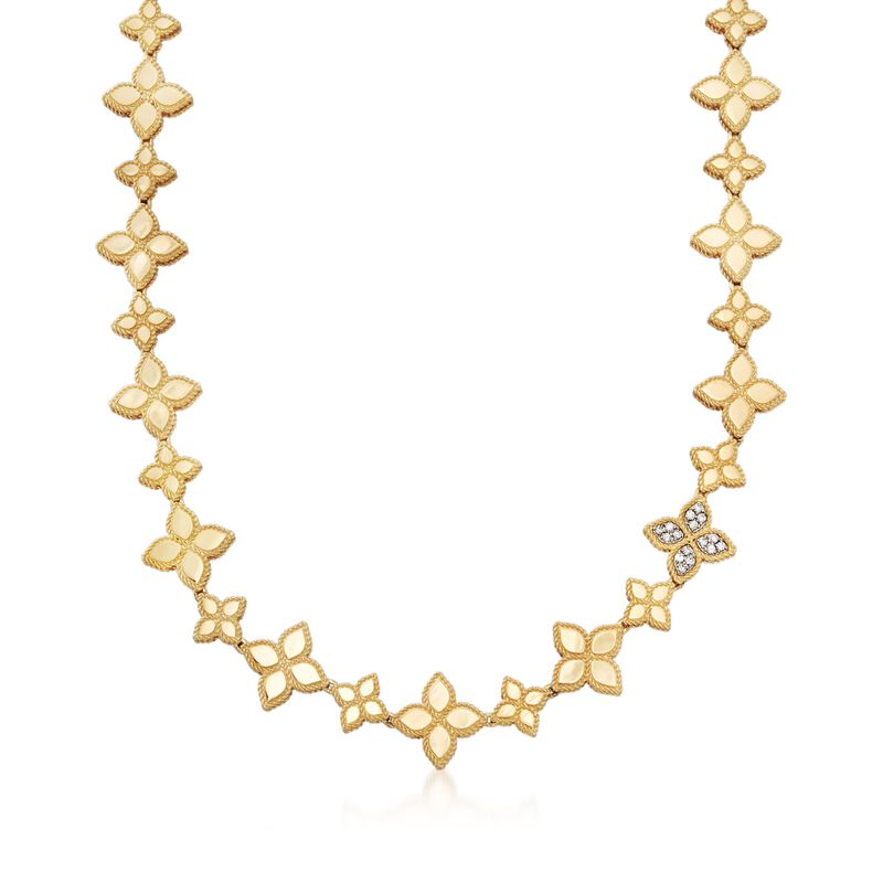 Roberto Coin &quot;Princess&quot; .18 ct. t.w. Diamond Flower Necklace in 18kt Two-Tone Gold image number 0