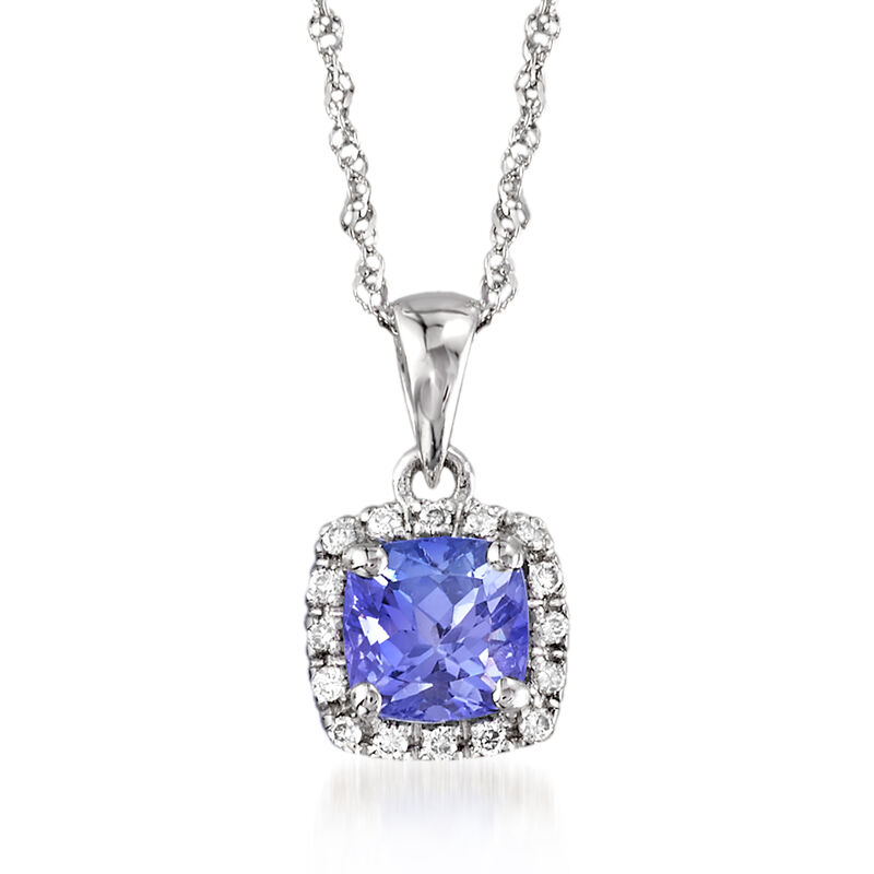 .70 Carat Tanzanite Pendant Necklace with Diamond Accents in 14kt White Gold image number 0