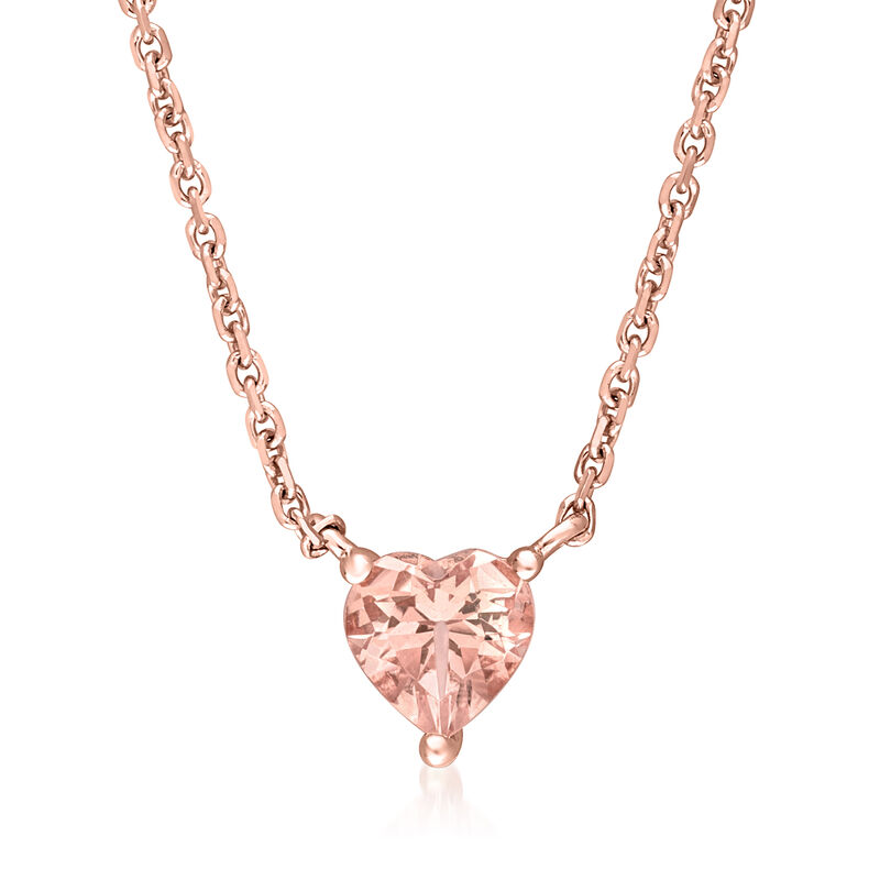 .50 Carat Morganite Heart Necklace in 14kt Rose Gold. 16&quot; image number 0