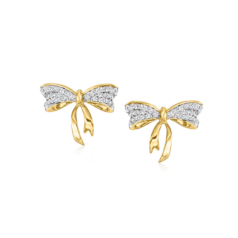 .25 ct. t.w. Diamond Bow Earrings in 14kt Yellow Gold image number 0