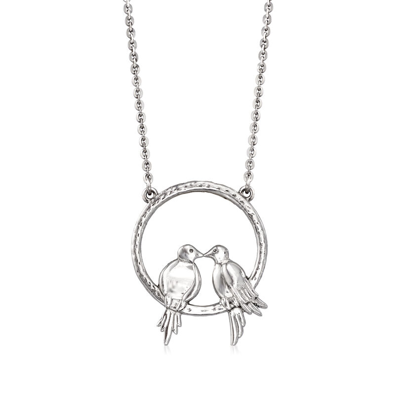 Sterling Silver Lovebirds Pendant Necklace image number 0