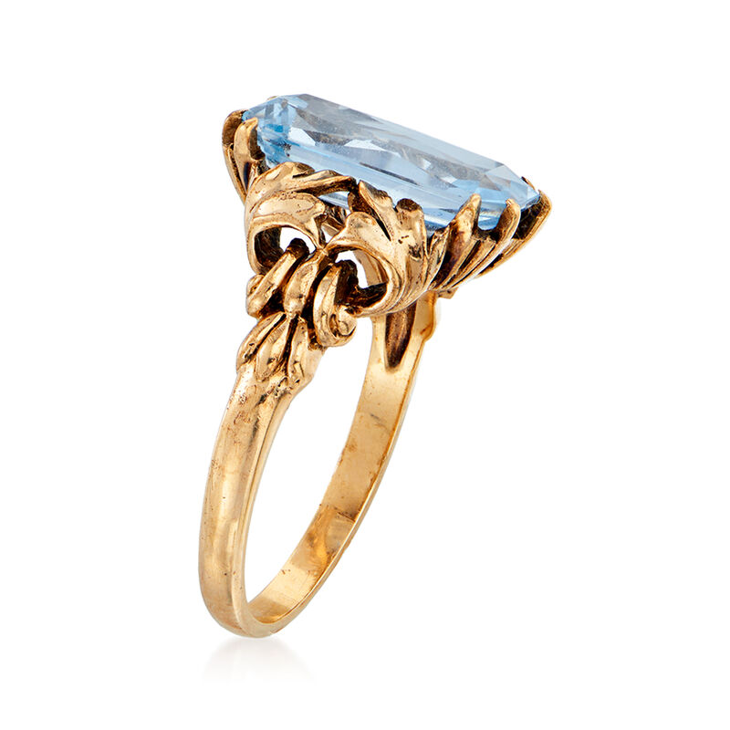 C. 1970 Vintage 3.00 Carat Synthetic Blue Spinel Ring in 10kt Yellow Gold image number 2