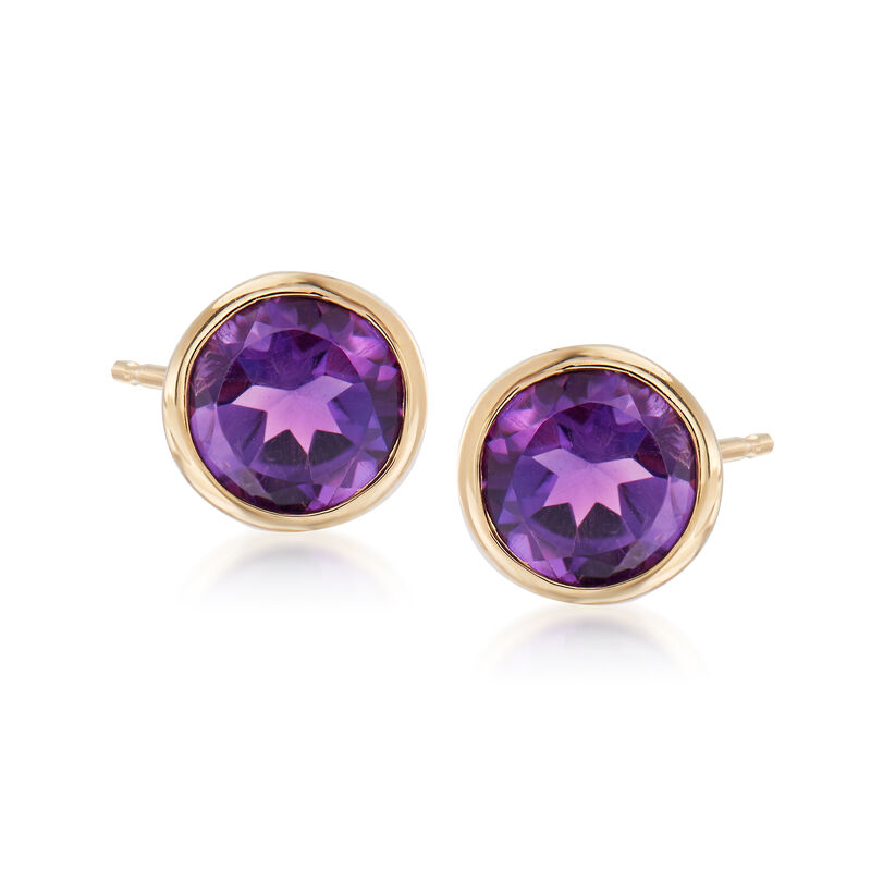 1.50 ct. t.w. Bezel-Set Amethyst Stud Earrings in 14kt Yellow Gold image number 0