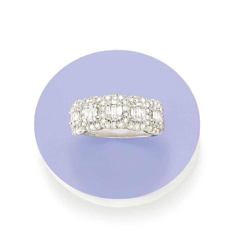 1.00 ct. t.w. Round and Baguette Diamond Ring in Sterling Silver image number 3