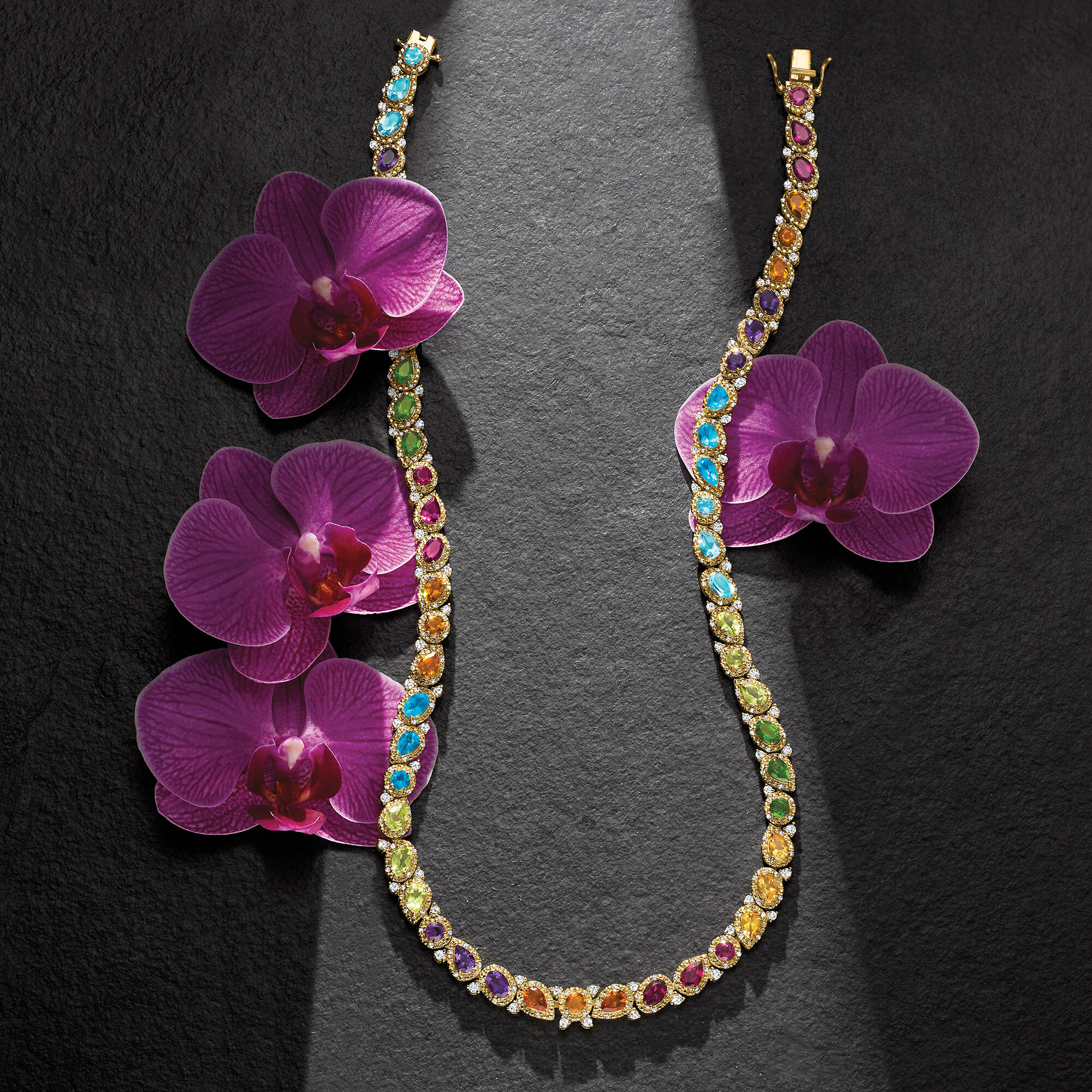 22.00 ct. t.w. Multi-Gemstone Necklace in 18kt Gold Over Sterling