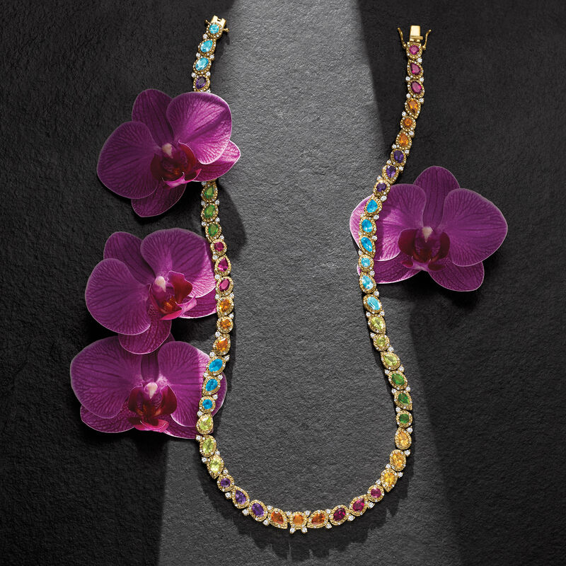 22.00 ct. t.w. Multi-Gemstone Necklace in 18kt Gold Over Sterling image number 2