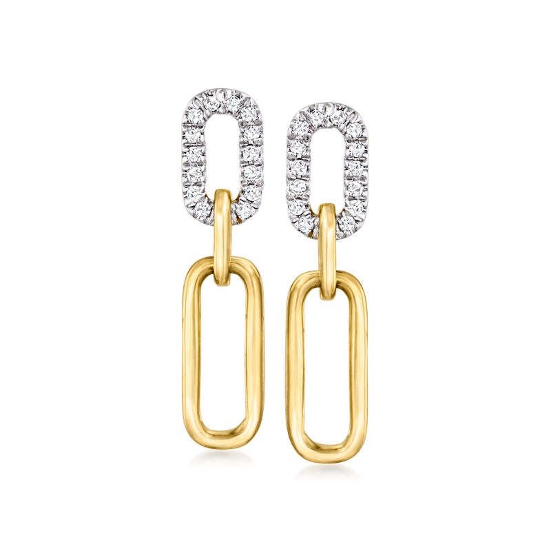 .10 ct. t.w. Diamond Paper Clip Link Drop Earrings in 14kt Yellow Gold image number 0