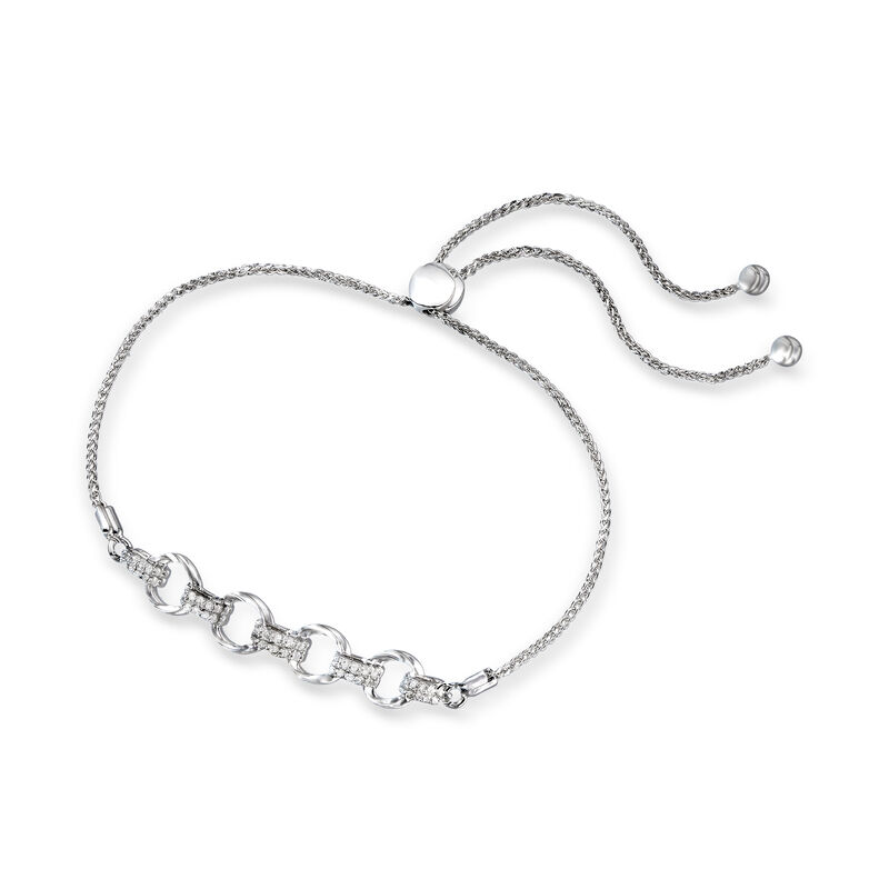 .25 ct. t.w. Diamond Interlocking Link Bolo Bracelet in Sterling Silver image number 2
