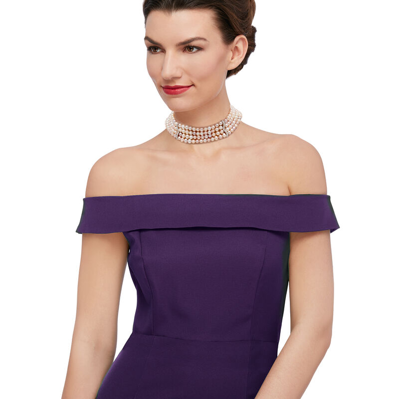 C. 1990 Vintage Multicolored Cultured Pearl and .85 ct. t.w. Diamond Choker Necklace in 18kt White Gold. 12.5&quot; image number 0